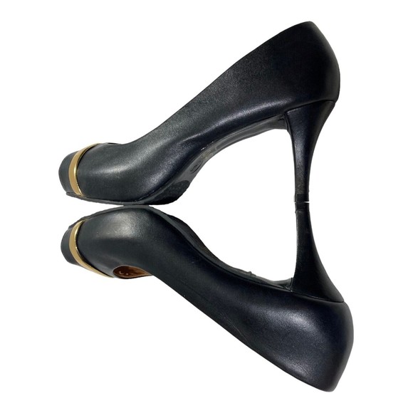 Manoli Heels Black Leather Peep Toe Platform Pumps Women's 6.5M Made in Brazil - Picture 4 of 8
